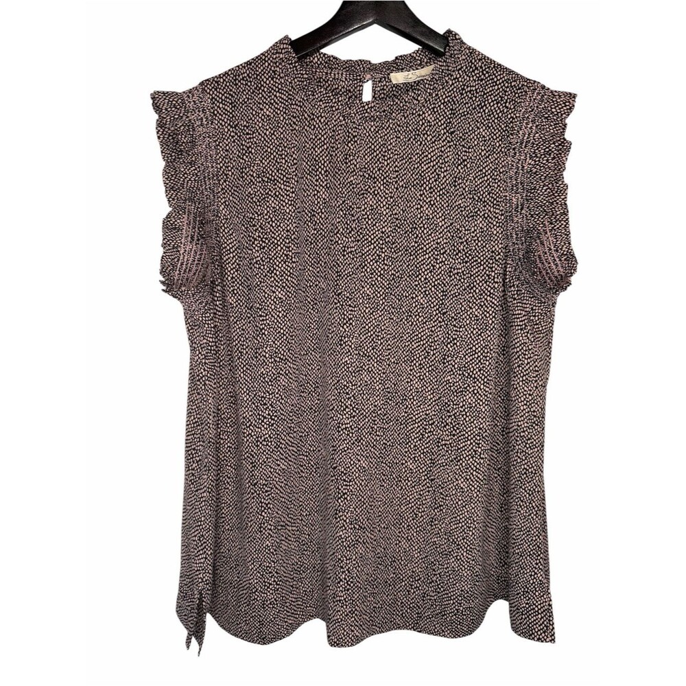 Stitch Fix Les Serein Remy Flutter Sleeve Blouse size XL Camel Speckle Top